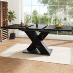 Table � manger extensible 119 - 1585 cm avec pied en x table salle � manger noir 6 - 8 personnes