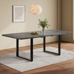 Table � manger extensible 140 / 180 / 220x80x75cm - table de cuisine avec pieds en m�tal - table rectangulaire ...