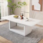 Table � manger extensible - 140 / 180x705 cm - blanc - mdf - moderne - facile � nettoyer