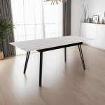 Table  manger extensible 160 / 200x90x76 cm effet marbre blanc - mindy