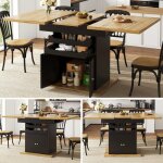 Table � manger extensible 4 a 6 personne - 110 / 140 x 80 cm - table cuisine pour salle � manger cuisine ...