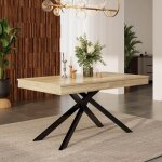 Table � manger extensible basse rectangulaire - 140 - 180x80x76cm - plateau �pais - pieds m�talliques ...