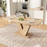 Table � manger extensible - becag - table de salle � manger 140 - 180x80cm - pieds en v - pour 4 - 6 ...