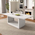 Table � manger extensible blanche 140 - 180x70 cm - table carr�e moderne en mdf avec espace de rangement ...