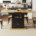 Table a manger extensible bois et noir 110?140 cm pour 4 � 6 personne table de cuisine scandinave avec ...