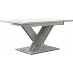 Table a manger extensible bruce - beton et blanc 140 - 180 cm