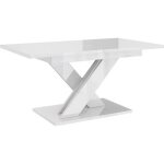 Table a manger extensible bruce - blanc laque 140 - 180 cm