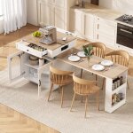 Table � manger extensible - cdisplay - �lot cuisine - avec prise �lectrique - 128 x 71 x 92 cm - buffet ...