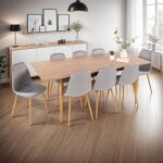Table  manger extensible chne + 8 chaises en velours gris - ubeli