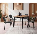 Pallini - table à manger extensible 4 personnes style industriel bois et noir 80 cm Pallini - table à manger extensible 4 personnes style industriel bois et noir 80 cm