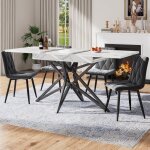 Table � manger extensible table de cuisine pieds en fer forg� noir en forme d�toile plateau imitation ...