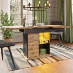Table a manger extensible avec �clairage led et espace de rangement table pliante pour 4 - 6 personnes ...