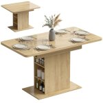 Table � manger extensible - homcom - 6 �tag�res ouvertes ouvertes et compartiment - 4 � 6 personnes - ...