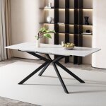 Table � manger extensible - l150 / 180 x l70 x h76 cm - noir et blanc - design moderne - structure en ...
