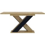 Table a manger extensible laos - bois scie et noir mat 120 - 160 cm