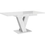 Table a manger extensible massi - blanc laque 120 - 160 cm