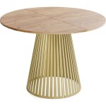 Table � manger extensible ? naro ? ronde ? style loft ? ch�ne craft ? pieds m�tal dor� ? 100 - 180 x ...