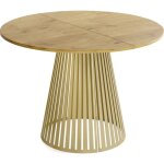 Table � manger extensible ? naro ? ronde ? style loft ? ch�ne lancelot ? pieds m�tal dor� ? 100 - 180 ...