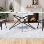 Table � manger extensible table de petit d�jeuner pieds de table en fer noir en forme d�toile dessus ...