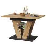 Table � manger extensible plateau bois avec pieds m�tal en v rallonge int�gr�e mdf naturel 110 - 140x80x75 ...