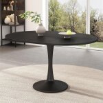 Table � manger extensible ronde 4 a 6 personne - table � manger style contemporain - 100 - 140 cm - noir ...
