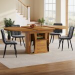 Table � manger extensible ronde - becag - table de salle � manger 118 - 158x118x77cm - 6 personnes - ...