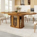 Table � manger extensible ronde - becag - table de salle � manger 118 - 158x118x77cm avec rangement - ...