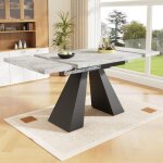 Table � manger extensible adapt�e salon / cuisine pieds en acier carbone plateau mdf + m�tal 99 / 159�74 ...