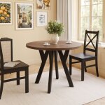 Table � manger extensible yara - 4 - 6 personnes - ronde - 90 - 130x765 cm - noyer okapi