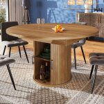 Table � manger ronde extensible design moderne plateau noyer transformable en ovale gain de place pour ...