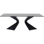 Table � manger - gloria - verre tremp� noir 200 cm - contemporain - design - 6 places