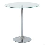 Table � manger - homcom - pour 2�personnes - plateau en verre tremp� et base en acier - ؠ70 x 745�cm ...