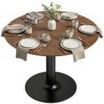 Table � manger - homcom - pour 4 - 6 personnes - ronde - large plateau et base en acier - � 110 x 78 ...