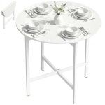Table � manger - homcom - ronde - pour 4 personnes avec 2 abattants - pieds en acier - 80 x 80 x 76 cm ...