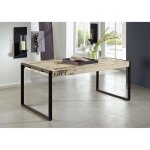 Table � manger industrielle 120x70cm - bois massif de manguier brut - fer et bois imprim� - factory 122 ...