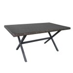 Table à manger de jardin avec verre chillvert varenna 160x90x73 cm en acier et rotin synthétique Table à manger de jardin avec verre chillvert varenna 160x90x73 cm en acier et rotin synthétique