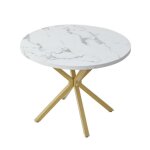 Table  manger - motif marbre - design ronde - 100 x 80 cm - 4 places - dor