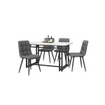 Table � manger noire 120x70cm avec 4 chaises settable � manger de cuisine moderne setchaise � manger ...