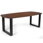 Table à manger ovale 8 personnes en bois massif coloris brun collection franchia. pieds design en u Table à manger ovale 8 personnes en bois massif coloris brun collection franchia. pieds design en u