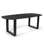 Table à manger ovale 8 personnes en bois massif coloris noir collection franchia. pieds design en u Table à manger ovale 8 personnes en bois massif coloris noir collection franchia. pieds design en u