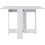Table � manger pliante blanche 4 personnes - hombuy - style contemporain - bois - laqu�