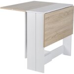 Table � manger pliante contemporaine - blanc - 4 � 6 personnes - d�cor ch�ne