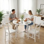 Table � manger pliante table de cuisine ronde � 80 cm pour 4 personnes avec 2 abattants pieds en acier ...