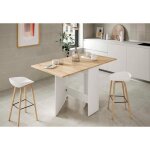 Table  manger pliante - dmora - blanc et chne - plateau rabattable - 4 places