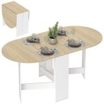 Table � manger pliante - homcom - ovale - jusqu� 6 personnes - pour petits espaces salle � manger - bois ...