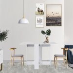 Table � manger pliante jinkeey - blanc - 4 � 6 personnes - design �l�gant et moderne