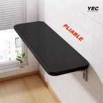 Table � manger pliante murale yec - bureau restaurant cuisine - noir - 80 * 60 * 1. 6cm - mdf