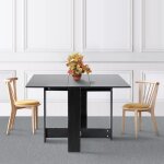 Table  manger pliante noir - scandinave - moderne - 4 personnes - bois - 110x76 cm