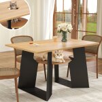 Table � manger rectangulaire 130 x 85 x 75 cm pour 6 personnes espace pour animal et �tag�re mdf noir ...