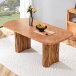Table � manger rectangulaire 180�90 cm pi�tement colonne arqu�e plateau mdf couleur noyer clairtable ...